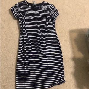 Navy blue and white cotton dress